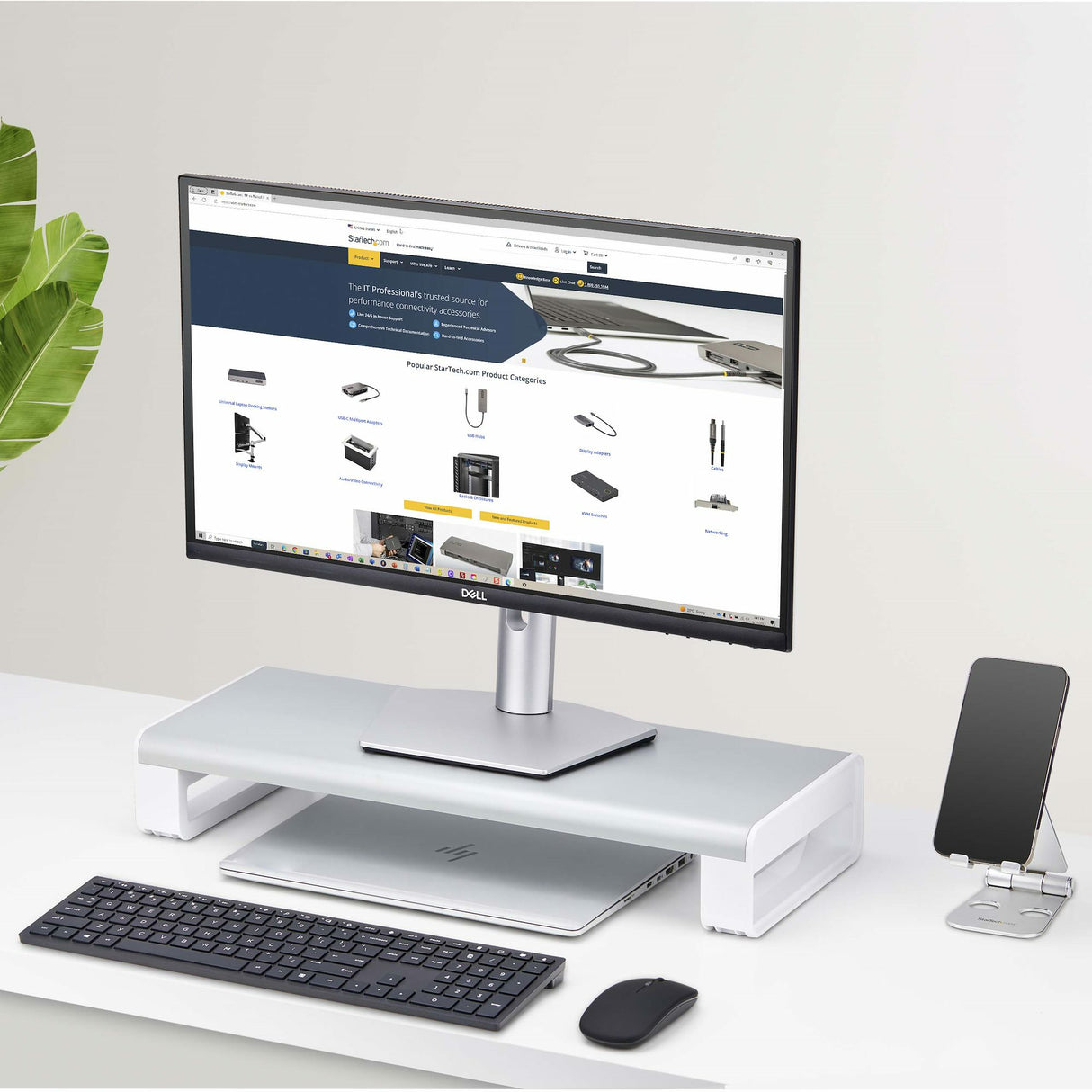 StarTech.com Soporte Elevador Ergonómico para Portátil o Monitor de Sobremesa - 15kg de Capacidad - 9cm de Altura Fija -
