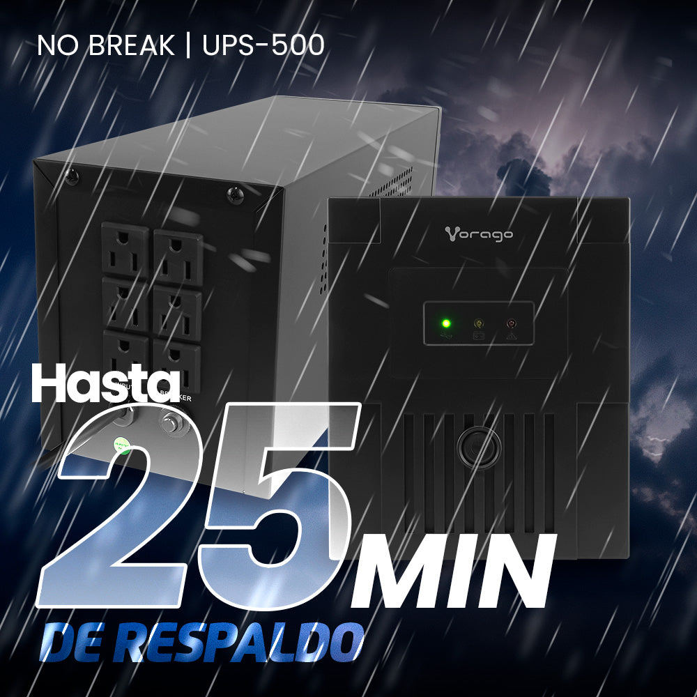 NO BREAK VORAGO UPS-500 1,500 VA 900W 20-25 MIN 6 CONTACTOS