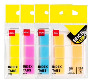 Deli EA120 pestaña autoadhesiva 40 hojas Azul, Naranja, Rosa, Amarillo, Etiqueta en blanco, Plástico