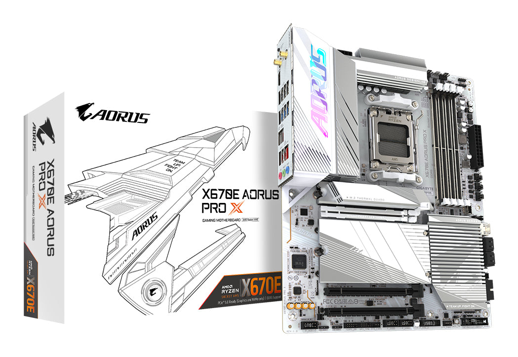 GIGABYTE X670E AORUS PRO X Placa base - Compatible con AMD Ryzen 9000 CPUs, 16+2+2 phases VRM, up to 8000MHz DDR5 (OC), 2xPCIe 5.0 + 2xPCIe 4.0 M.2, Wi-Fi 7, 2.5GbE LAN, USB 3.2 Gen 2x2 placas base AMD Zócalo AM5 AMD Ryzen 7000 Series Zócalo AM5