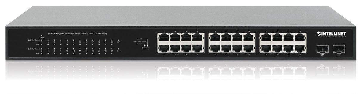 POE SWITCH INTELLINET GB 24 PTOS 19" 30W/PTO, 370W, 2 SFP PORTS