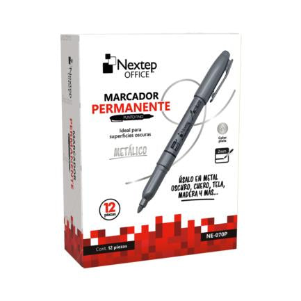 Nextep NE-070P marcador permanente Plata, 12 pieza(s) | Marcadores permanentes