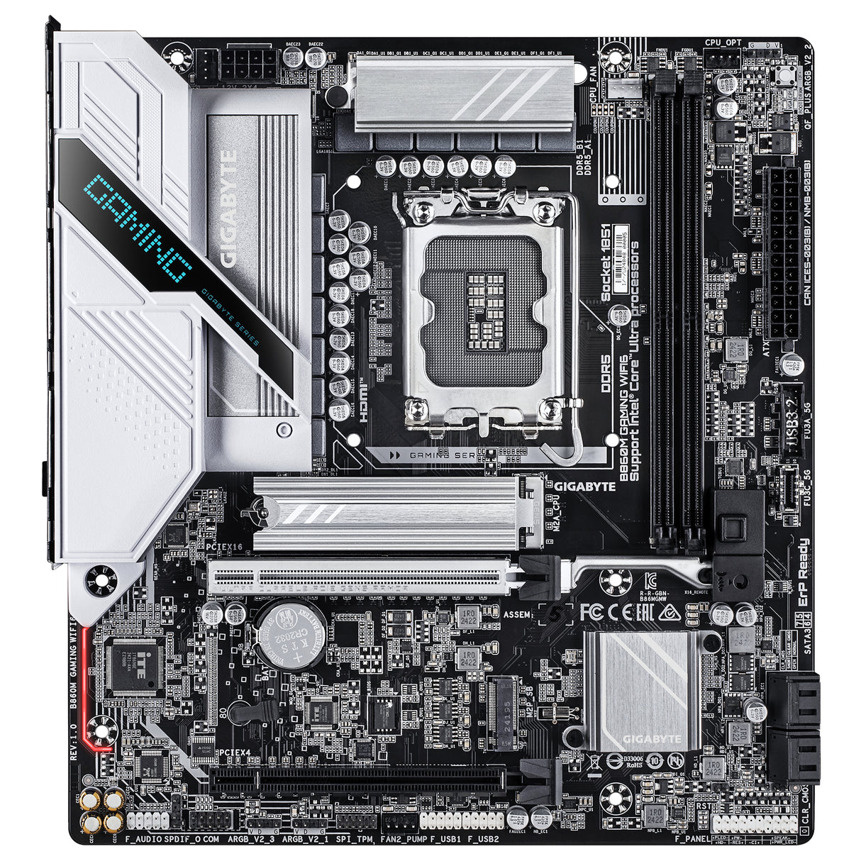 GIGABYTE B860M GAMING WIFI6 Placa Base - Intel Core Ultra Series CPUs, 8+1+2 Phases VRM, hasta 9066MHz DDR5, 1xPCIe 5.0 + 1xPCIe 4.0 M.2, 2.5GbE LAN, WIFI 6, USB 3.2 Gen 1 placas base Intel LGA 1851 (Socket V1) LGA 1851 DDR5-SDRAM