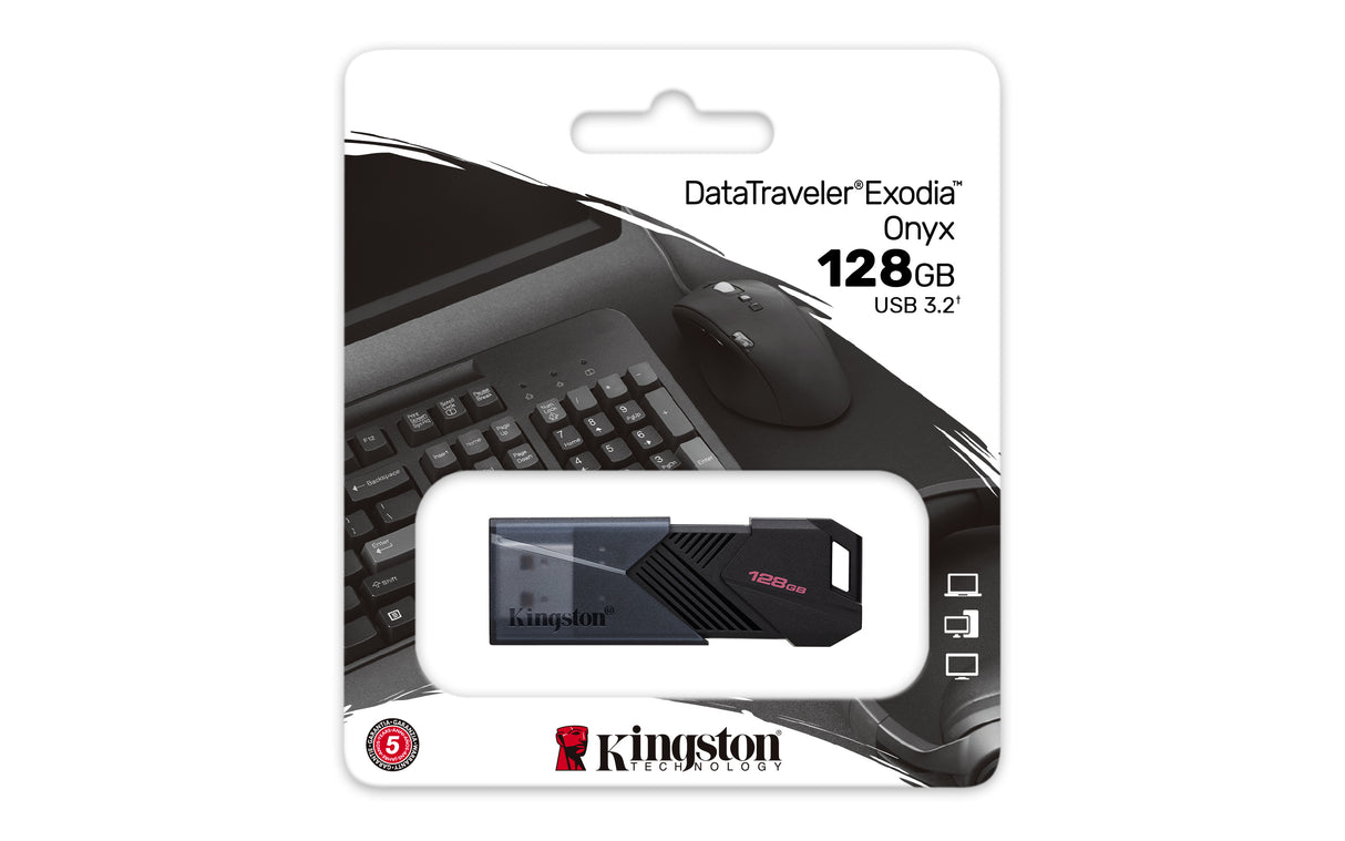 Kingston Technology 128GB Portable USB 3.2 Gen 1 DataTraveler Exodia Onyx Memoria Flash 128 GB USB tipo A 3.2 Gen 1 (3.1 Gen 1) Tapa