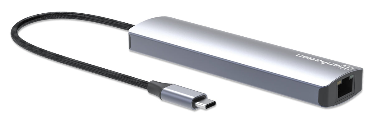 Manhattan Hub/dock USB-C, puertos (6): Ethernet, HDMI, 3x USB-A y USB-C, con Power Delivery (PD) 100 W- requiere cargado