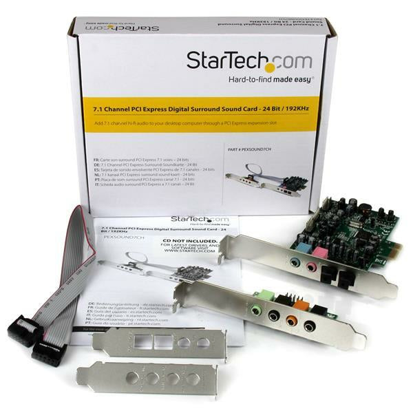 StarTech.com Tarjeta de sonido PCI Express con sonido envolvente de 7.1 canales 24bit 192 kHz Tarjetas de audio Si 7.1 c