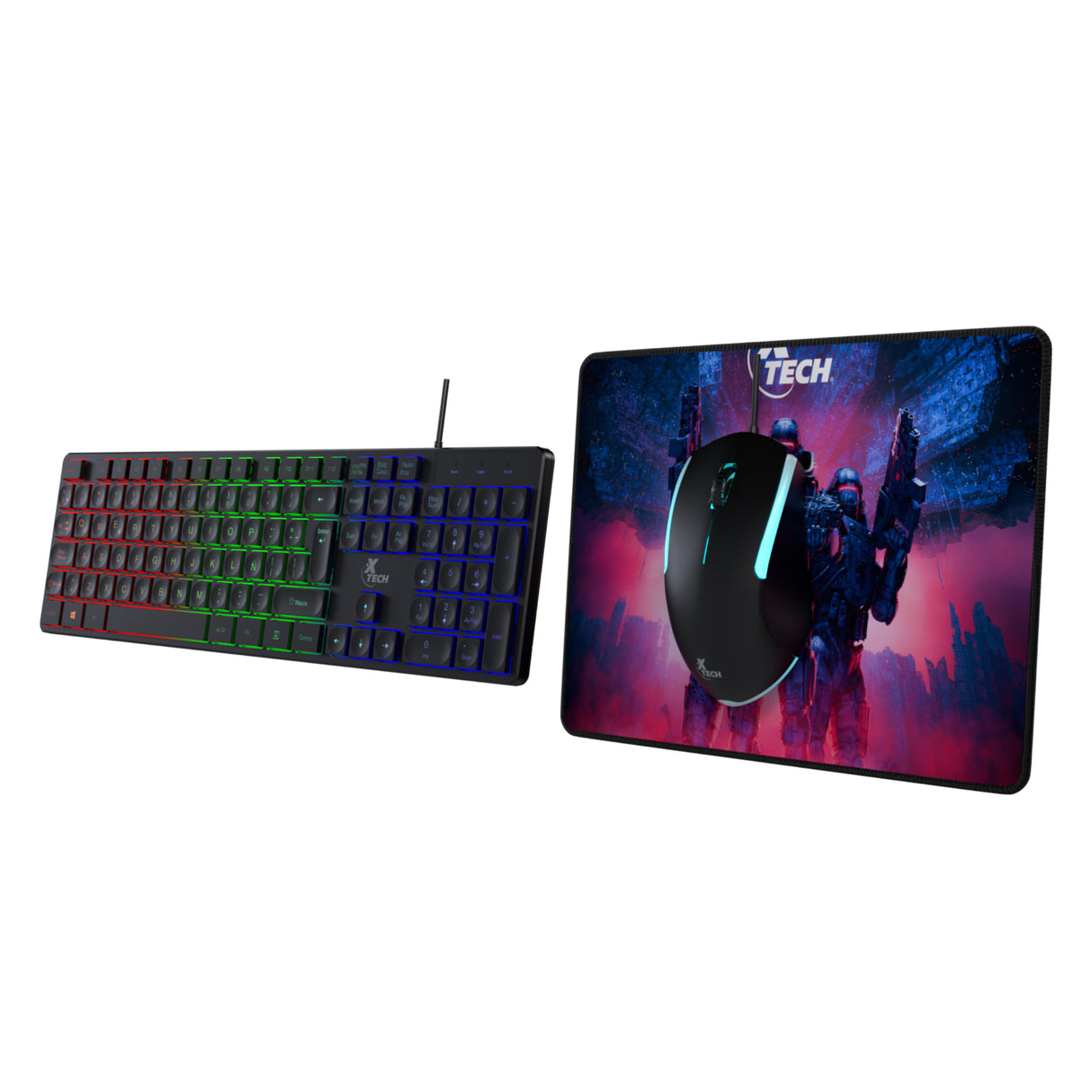 Xtech XTK-535S teclado Ratón incluido Juego USB QWERTY Español Negro, Alámbrico, Interruptor de membrana, LED