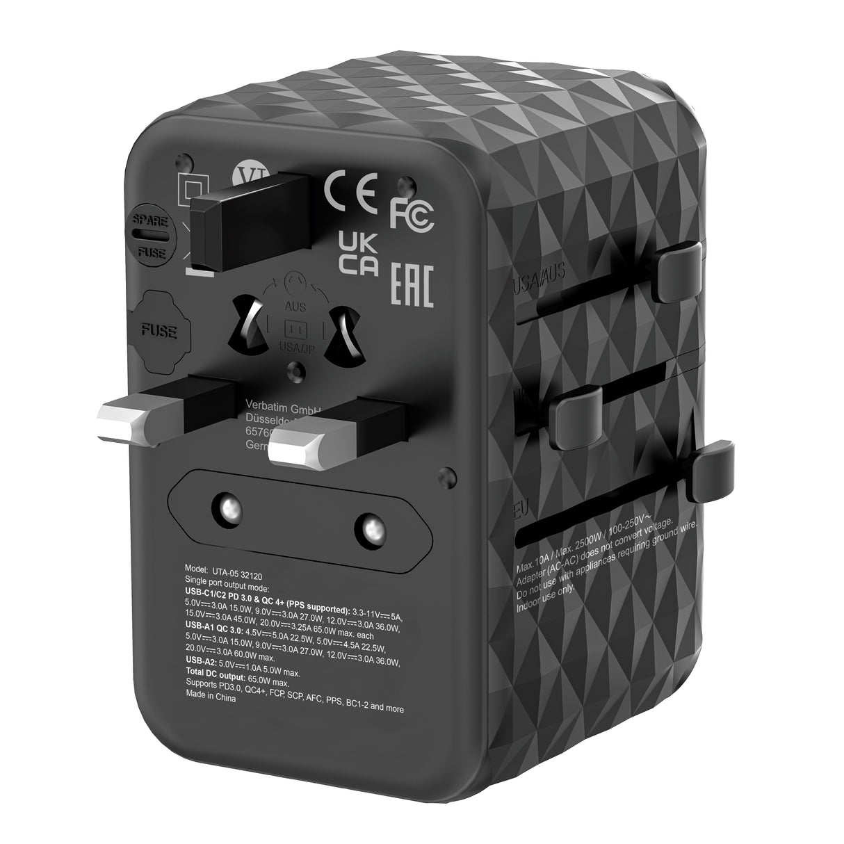 Adaptador Verbatim Universal de viaje UTA-05 GaN III 65 W