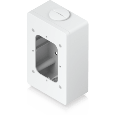 UACC-READER-JB-W - Caja de conexiones para lectores de acceso UniFi y visores de intercomunicación que admite montaje en superficie plana y fijación a conductos de 3/4". Color Blanco