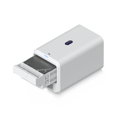 UNAS-2-W - NAS Compacto de Escritorio / 2 Bahías 3.5" SATA / Puerto 2.5 GbE / USB-C 5 Gbps / PoE++ 60 W / Pantalla LCD 1.47"