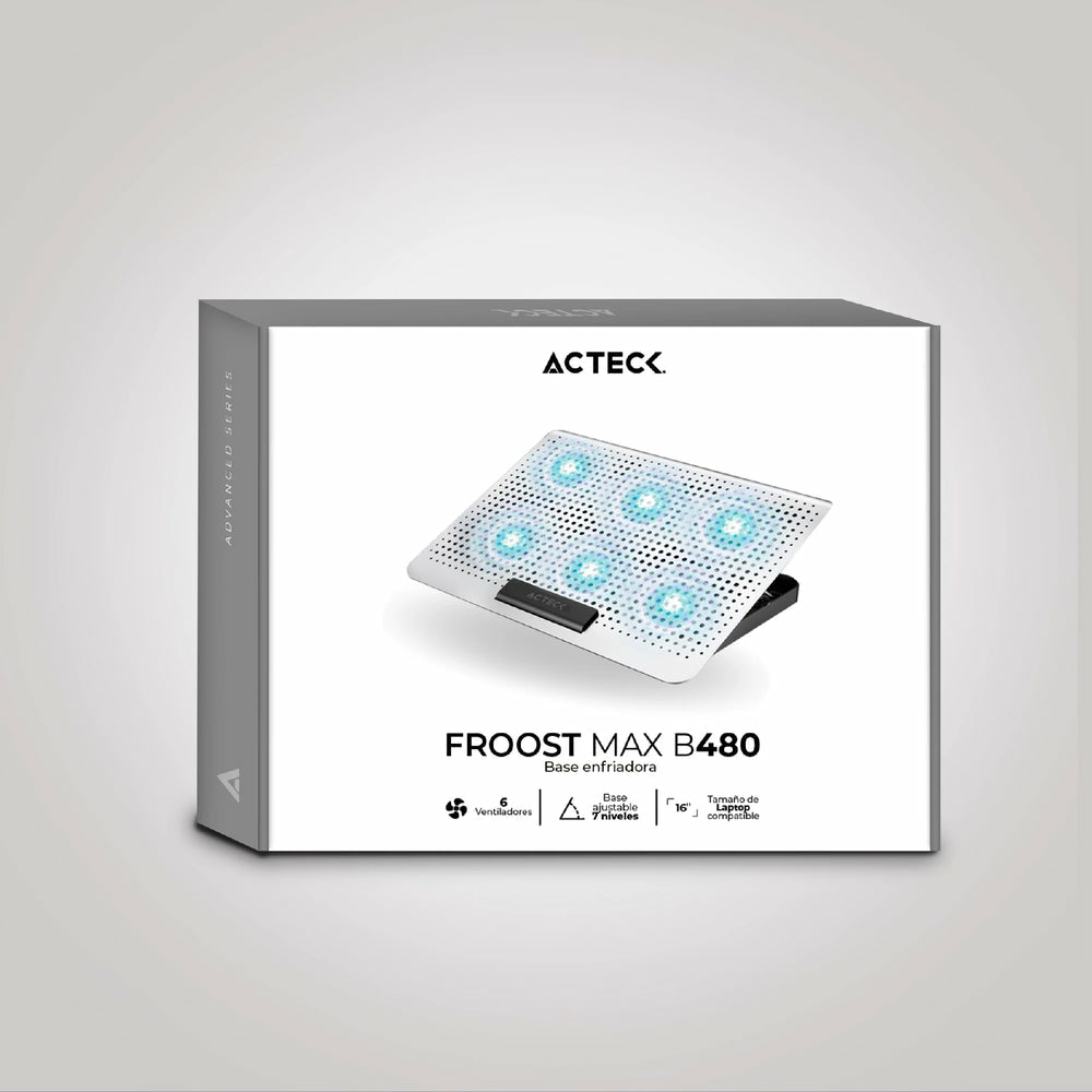 Base Enfriadora ACTECK Froost Max B480 Para Laptop / 6 Ventiladores/ 9 Niveles de ajuste / Negro