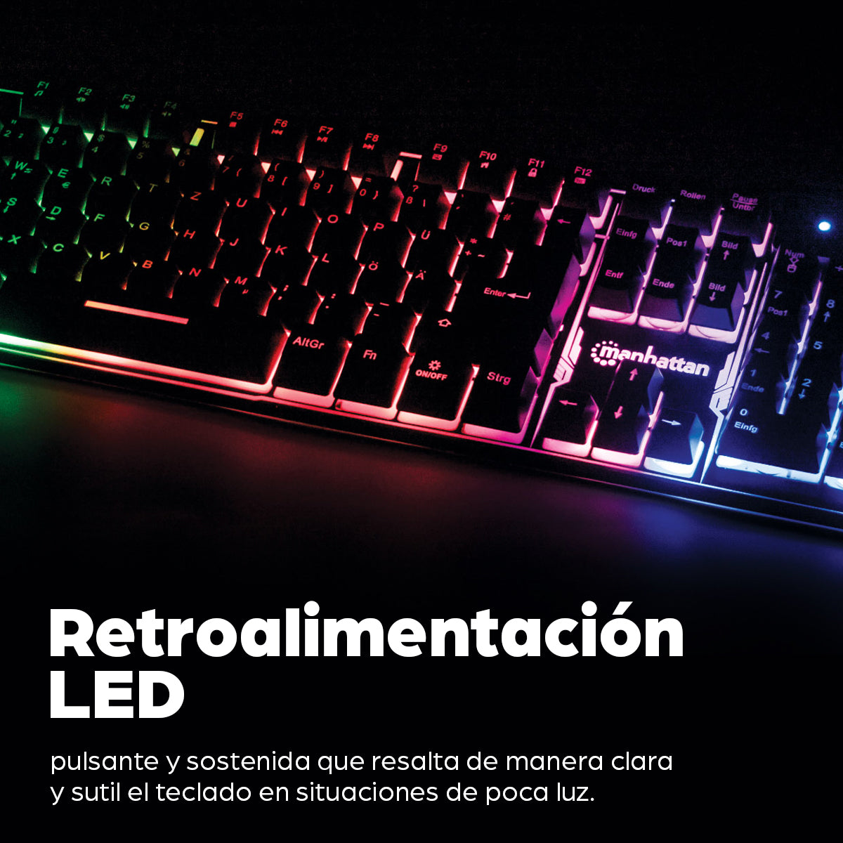 Manhattan Teclado gaming — Edición Base Metálica Teclado Juego Alámbrico USB QWERTY
