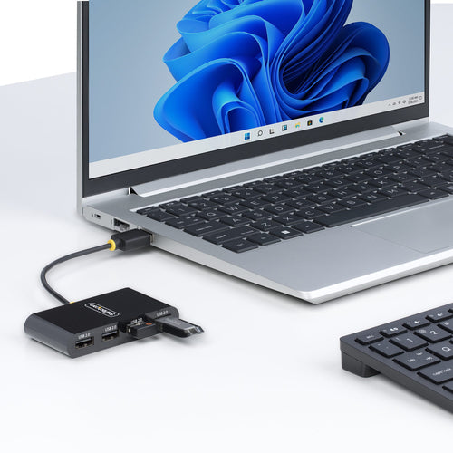 StarTech.com Hub USB 2.0 de 4 Puertos - Ladrón USB Alimentado por el Bus - 480Mbps - Hub Portátil Externo USB - Multipli