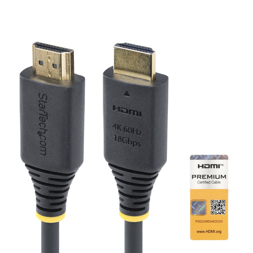 StarTech.com Cable HDMI Premium Certificado de Alta Velocidad de 50cm - 4K 60Hz - 144Hz - UHD - HDR10/HDCP 2.2/ARC - 18G