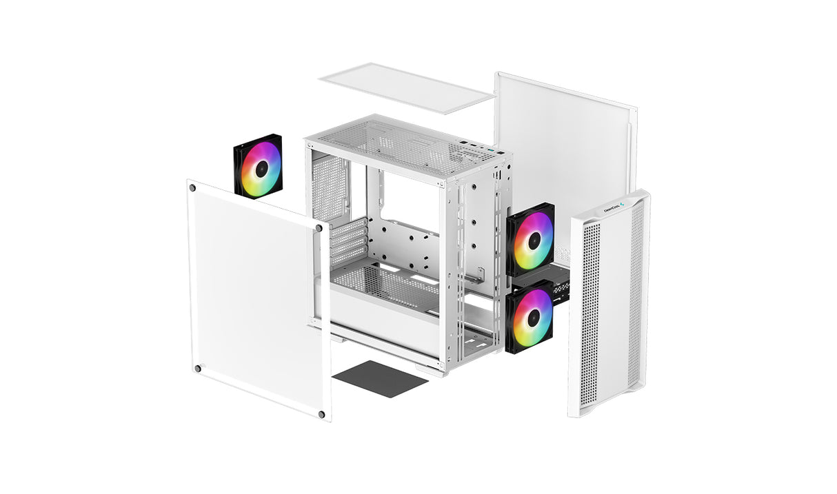 DeepCool CC360 WH ARGB carcasas ordenador ABS, Acero, Vidrio templado Mini Tower PC Blanco