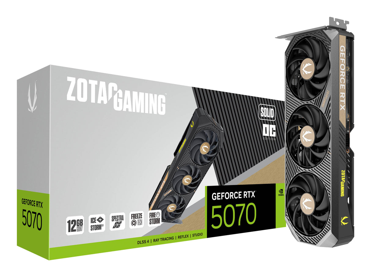Zotac GAMING GeForce RTX 5070 SOLID OC NVIDIA 12 GB GDDR7, 192 Bit, 7680 x 4320 Pixeles, PCI Express x16 5.0