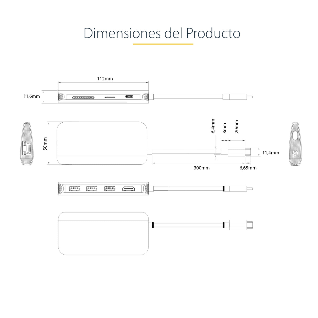 StarTech.com Adaptador Multipuertos USB C de Vídeo 4K a 60Hz, con Hub de 3 Puertos USB-A de 5Gbps, Entrega de Alimentación USB de 100W, Red Ethernet, SD/microSD, Cable de 30cm Laptop Alámbrico USB 3.2 Gen 1 (3.1 Gen 1) Type-C 3 1
