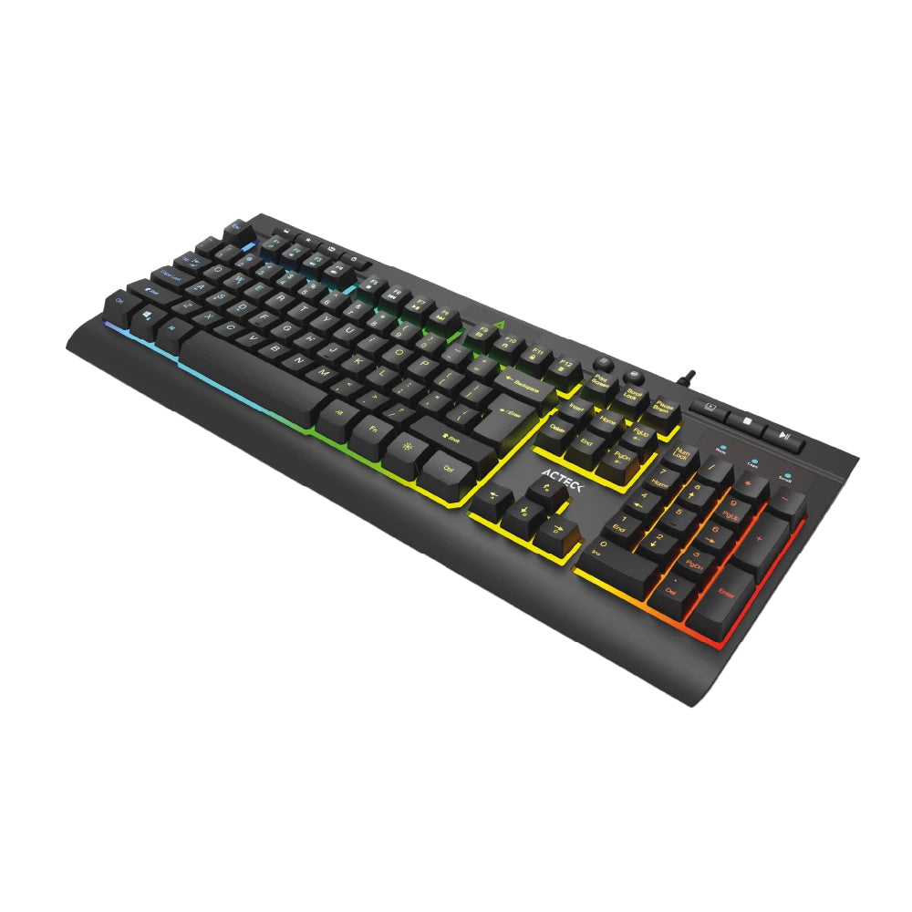 Acteck Aurean Pro TA477G teclado Universal USB Negro, Tamaño completo (100%), Alámbrico, Interruptor de membrana
