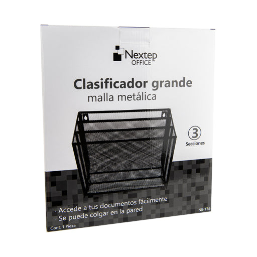 ORGANIZADOR DE DOCUMENTOS NEXTEP NE-176, MALLA METALICA 3 NIVELES, TAM GRANDE, DIMENSIONES ( 32.2 cm x 29 cm x 9.2 cm) C