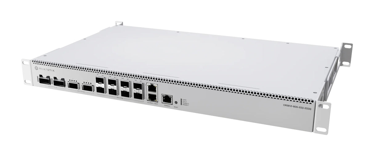 CRS812-8DS-2DQ-2DDQ-RM, Switch/Router, CPU 4 nucleos 2000 MHz, 4 GB RAM, 2x10G Eth, 8x50G SFP56, 2x200G QSFP56, 2x400G Q