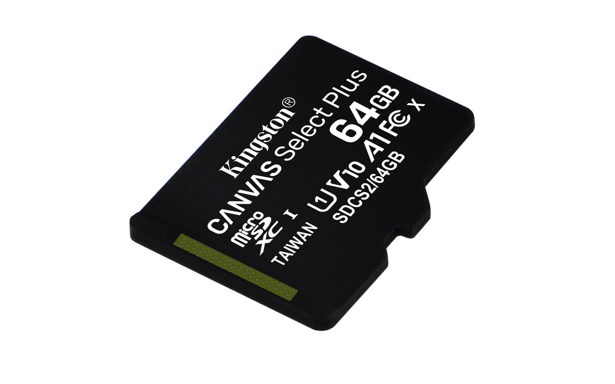 Kingston Technology Tarjeta micSDHC Canvas Select Plus 100R A1 C10 de 64 GB + ADP Memoria Flash 64 GB MicroSDXC 100 MB/s UHS-I