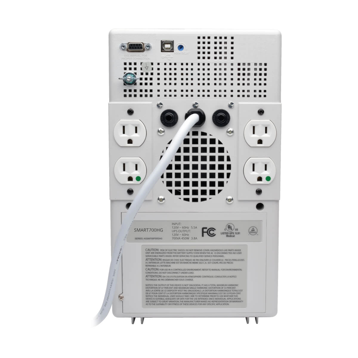 Tripp Lite SMART700HG UPS SmartPro Interactivo de Grado Médico en Torre 120V 700VA 450W con 4 Tomacorrientes, Aislamient