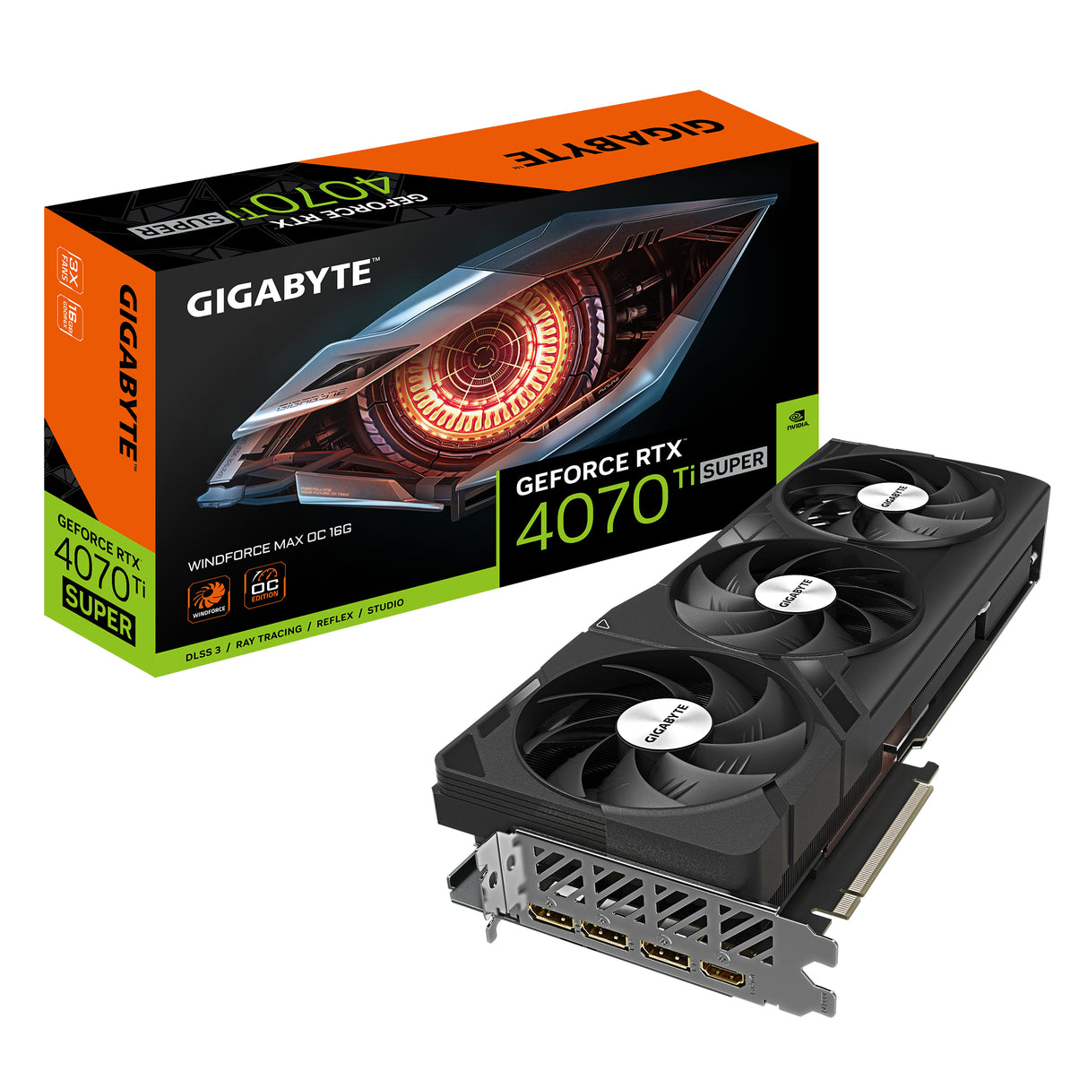 GIGABYTE GeForce RTX 4070 Ti SUPER WINDFORCE MAX OC Tarjeta Gráfica - 16 GB GDDR6X, 256 bits, PCI-E
