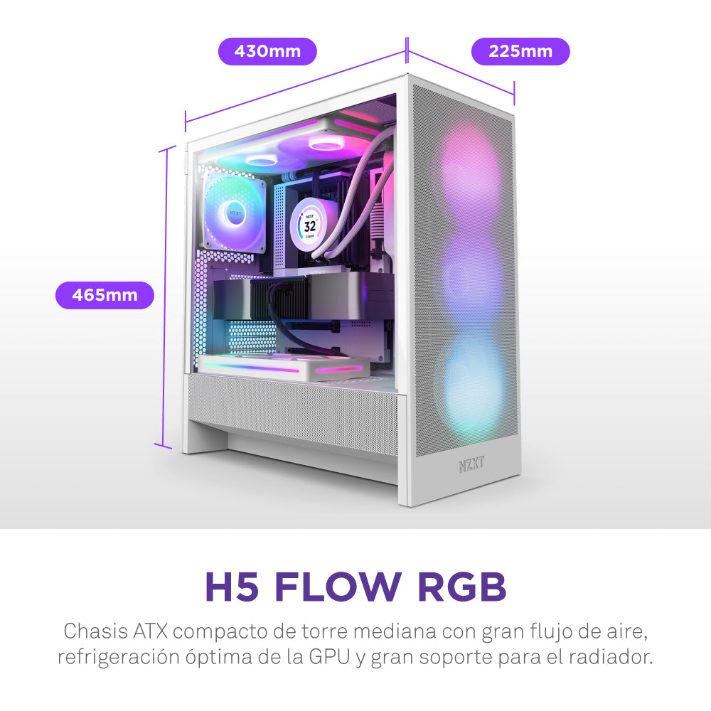 NZXT H5 Flow RGB Midi Tower Blanco