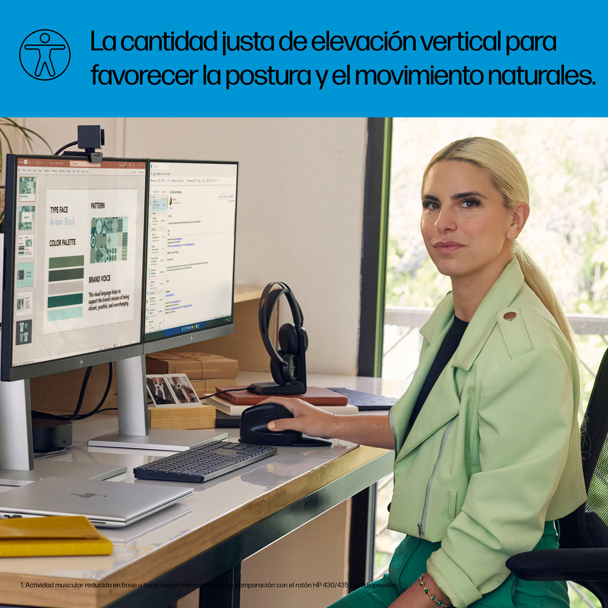 HP Ratón vertical ergonómico HP 925 Ratón Oficina RF Wireless + Bluetooth 4000 DPI Rueda
