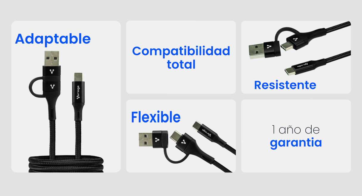 Vorago CAB-126 cable USB 1 m USB A/USB C USB C Negro | Cables USB