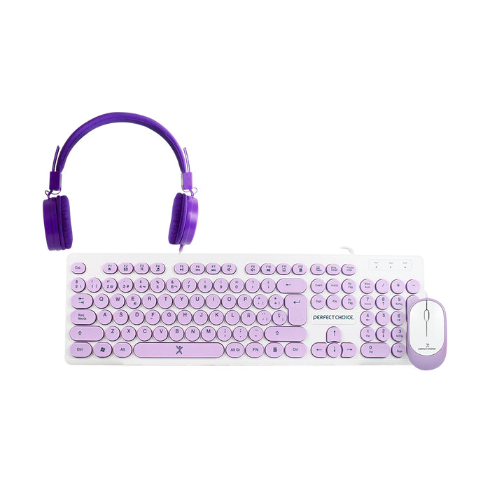 Perfect Choice PC-201724 teclado Ratón incluido Hogar USB Púrpura, Alámbrico