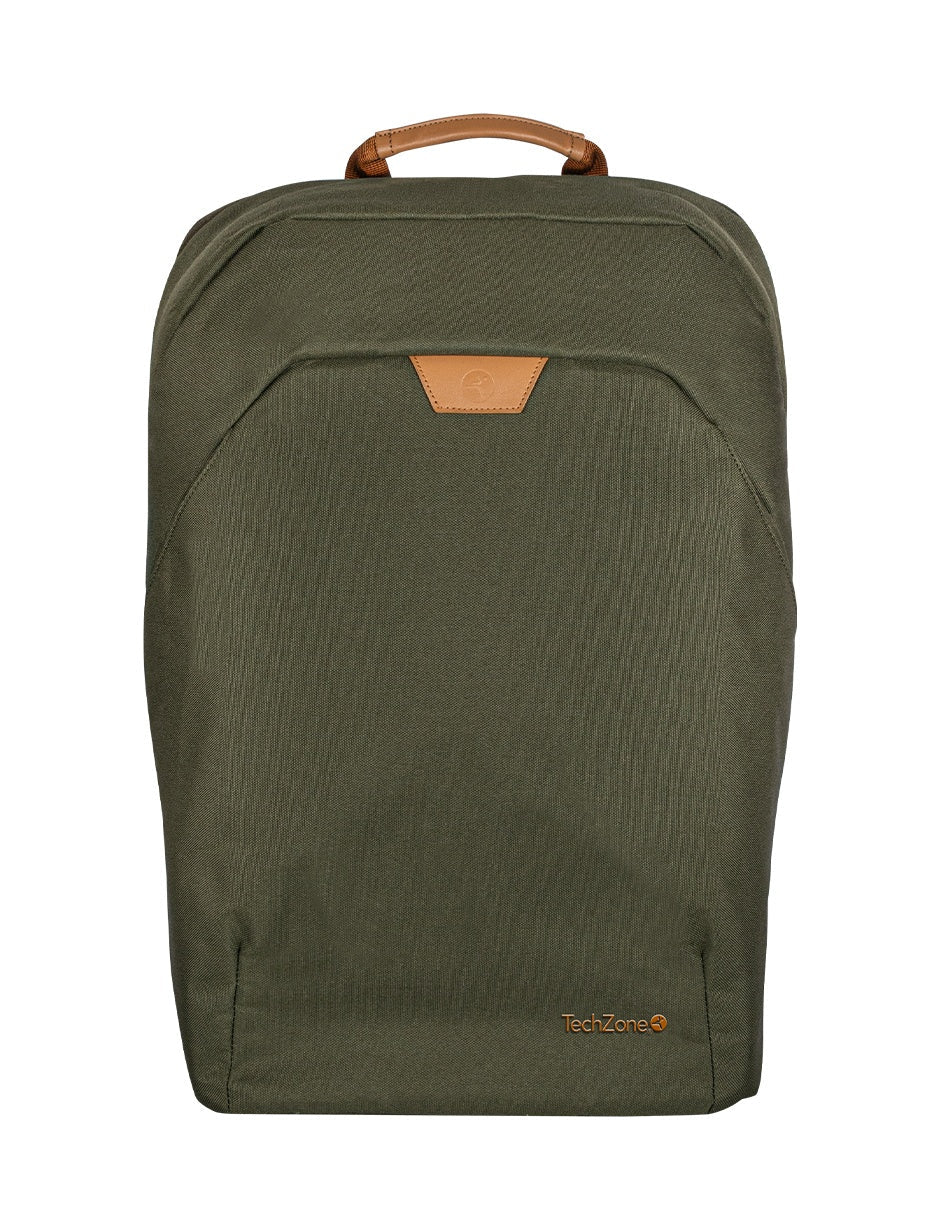 TechZone TZLBP56W-V mochila City backpack Verde Tereftalato de polietileno reciclado (rPET), Urbano, Unisex, Compartimen