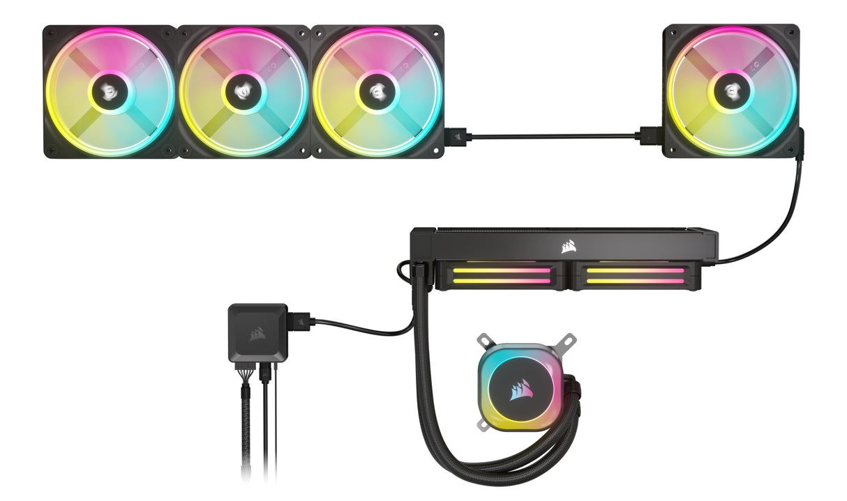 Corsair CUE LINK QX120 RGB Gabinete de la computadora Ventilador 12 cm Negro, Blanco 1 pieza(s), 480 RPM, 2400 RPM