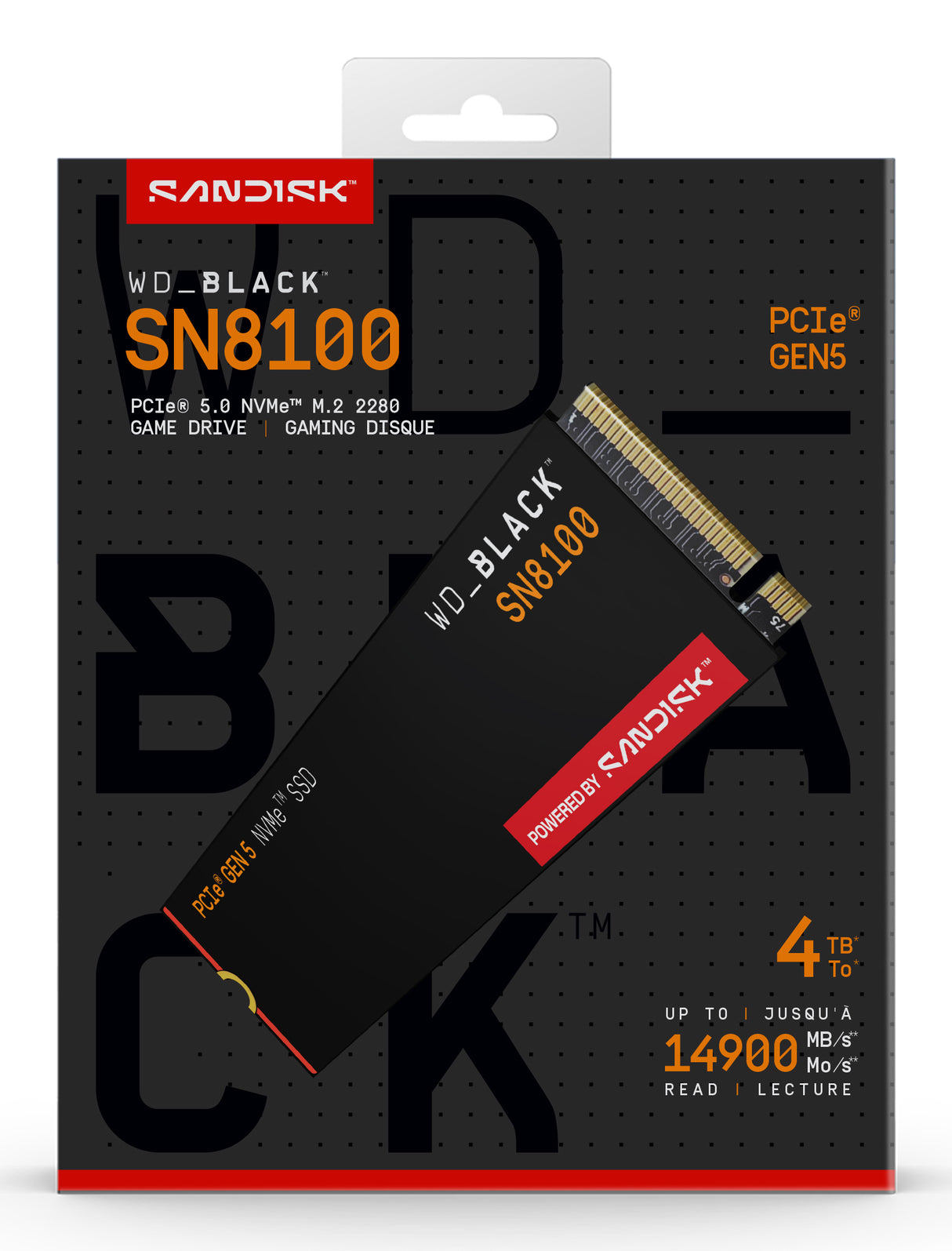 WD SSD Interno Black SN8100 4TB M.2 2280 NVMe, Lectura 14900MB/s, Escritura 14000MB/s