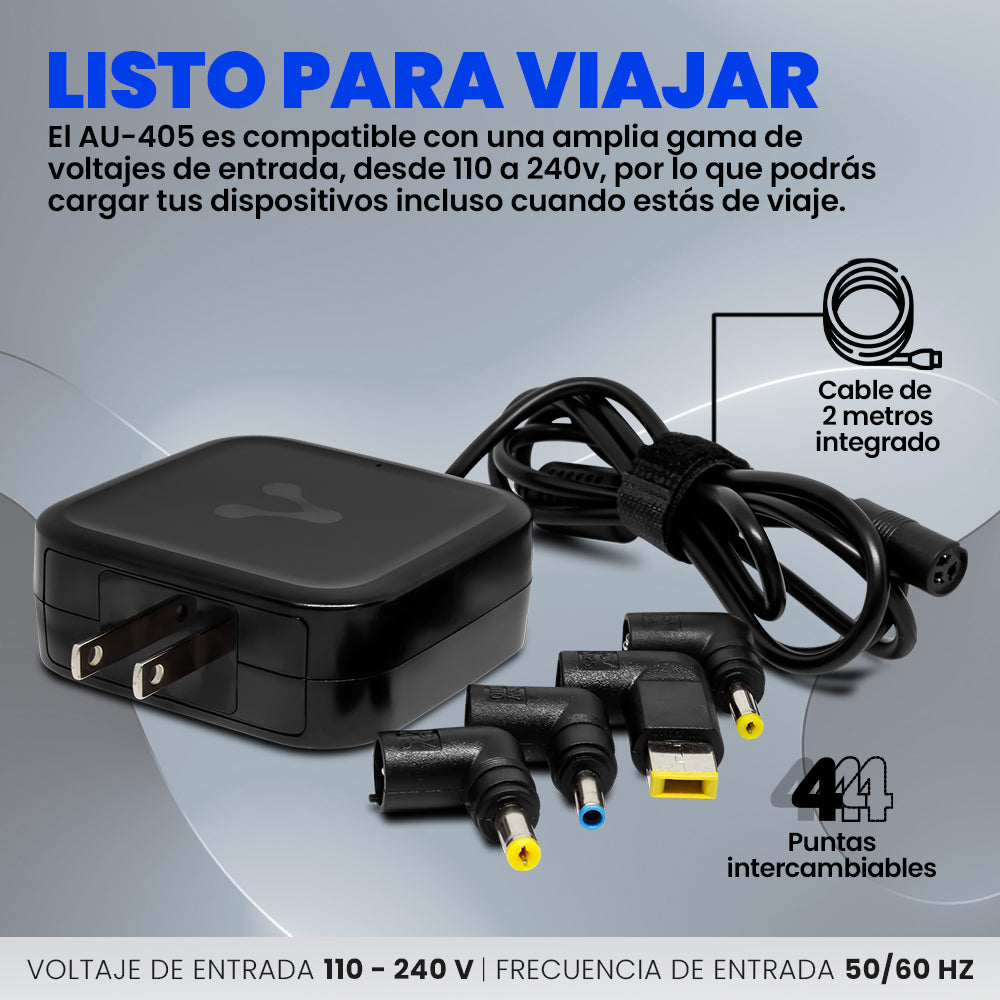 Vorago AU-405 adaptador e inversor de corriente Interior 65 W Negro