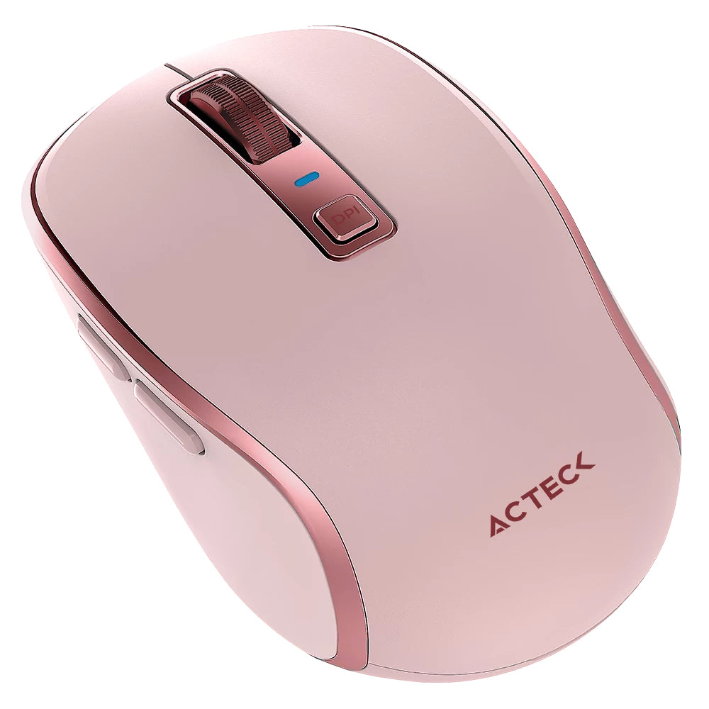 Acteck Optimize Trip Pro MI580 ratón Universal Diestro RF inalámbrico + bluetooth Óptico 1600 DPI, Rosa