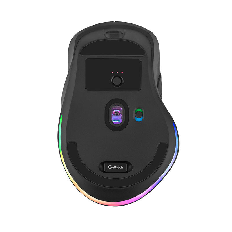 Getttech GGM-RGBTR-01 ratón Universal Diestro RF Wireless + Bluetooth + USB Type-A Óptico 6400 DPI, Negro