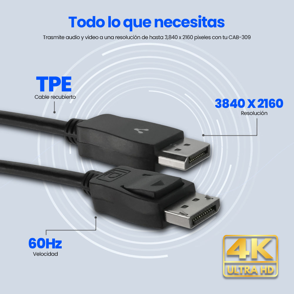 CABLE VORAGO CAB-309 DISPLAY PORT A DISPLAY PORT 4K 2 MT