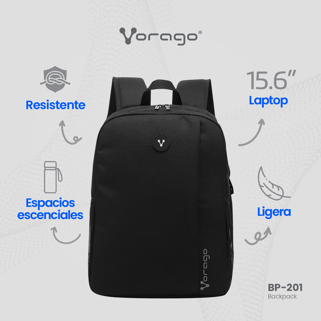 Vorago BP-201 mochila Mochila casual Negro Espuma de etil vinil acetato (EVA), Poliéster