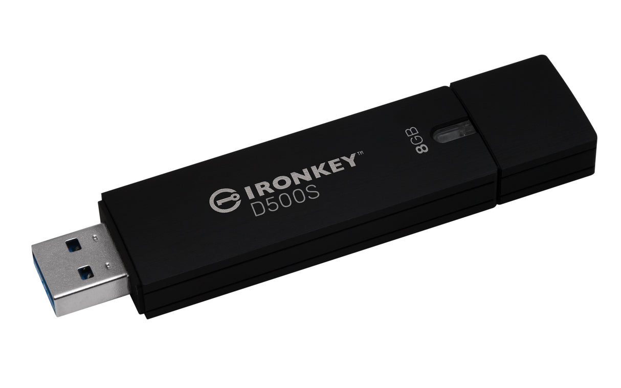 Kingston Technology IronKey D500S unidad flash USB 8 GB USB tipo A 3.2 Gen 1 (3.1 Gen 1) Negro, 260 MB/s, Tapa