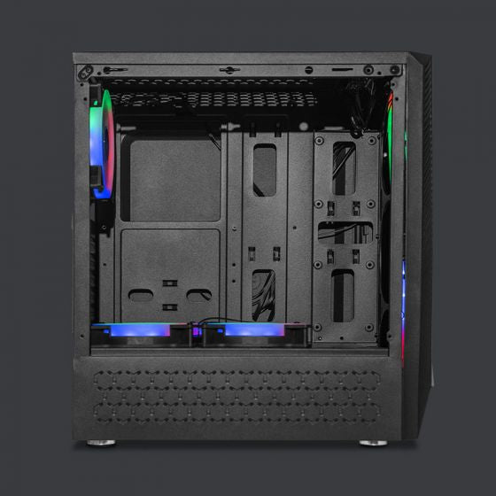 GABINETE YEYIAN GAMER YCH-LAR7-01BK CRESCENT ATX 3 VENT ARGB CRIS/TEMP