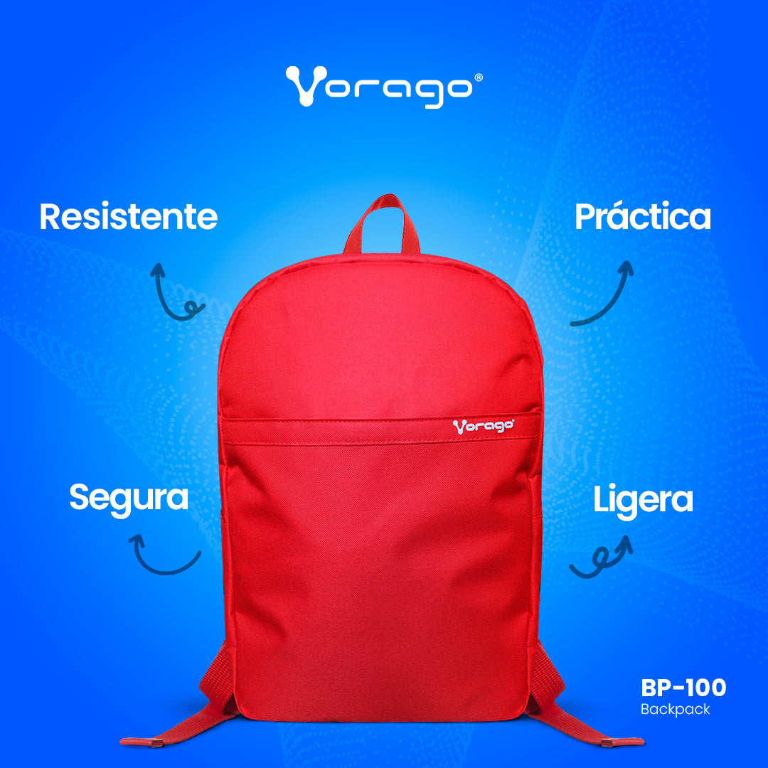 Vorago BP-100 mochila Rojo Poliéster, Ciudad, Unisex, Compartimento del portátil