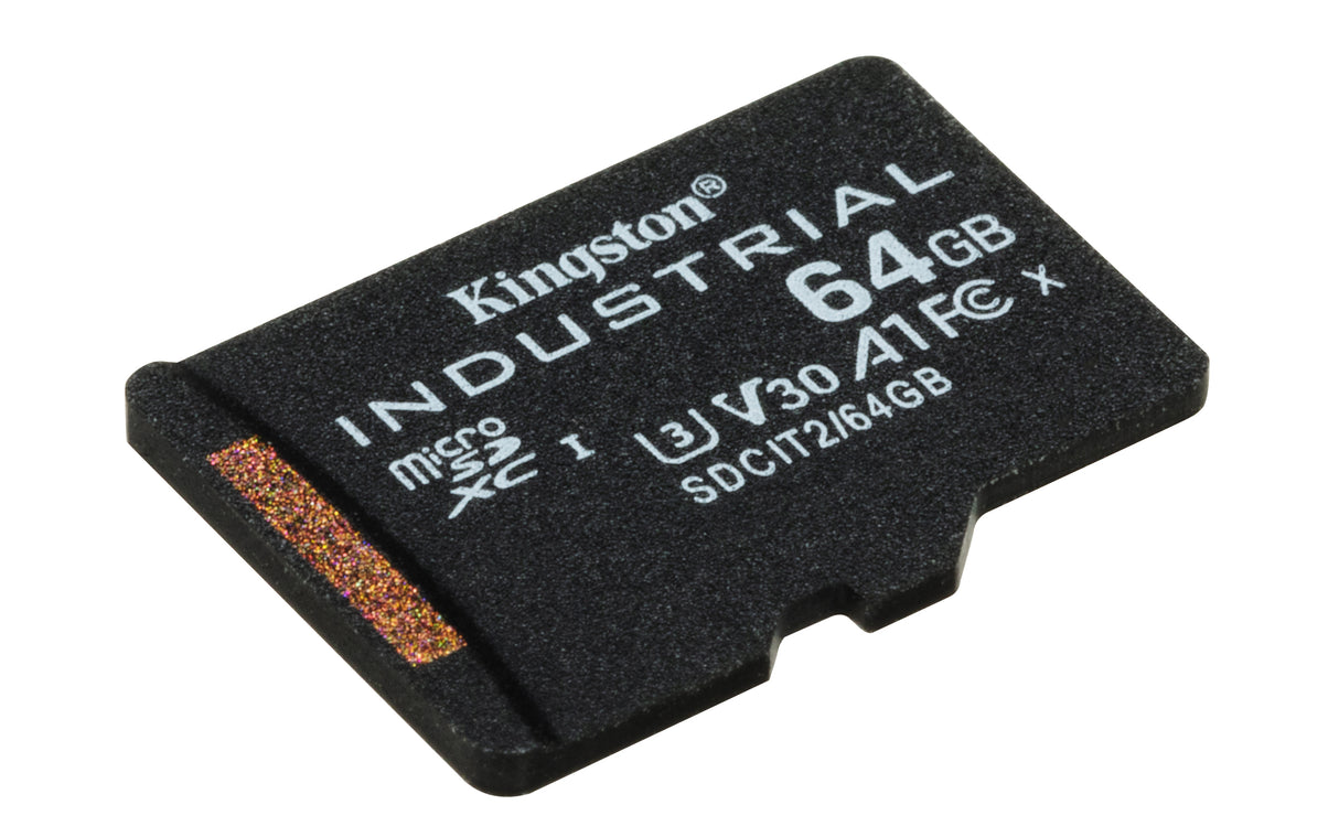 Kingston Technology Tarjeta 64GB microSDXC Industrial C10 A1 pSLC + adaptador SD Memoria Flash 64 GB MicroSDXC 100 MB/s 80 MB/s