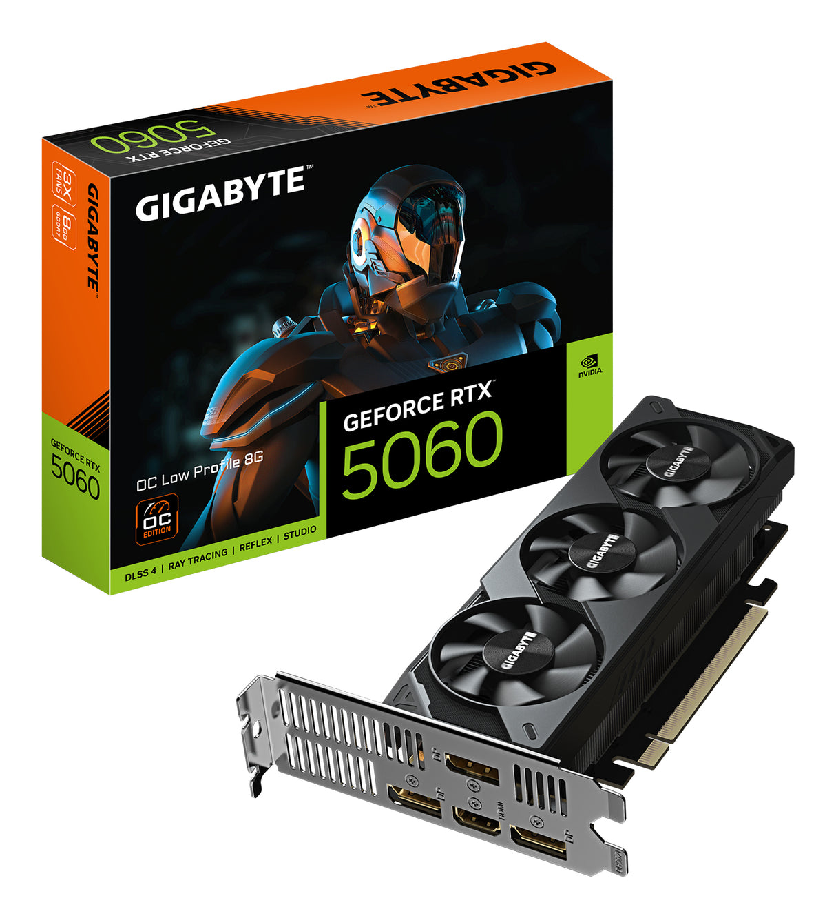 GIGABYTE GeForce RTX 5060 OC Low Profile 8G Tarjeta Gráfica - 8GB GDDR7, 128bit, PCI-E 5.0, 2512 MHz Frecuencia del núcleo, 3 x DisplayPort, 1 x HDMI, GV-N5060OC-8GL tarjetas gráficas Si 3840 NVIDIA GeForce RTX 5060