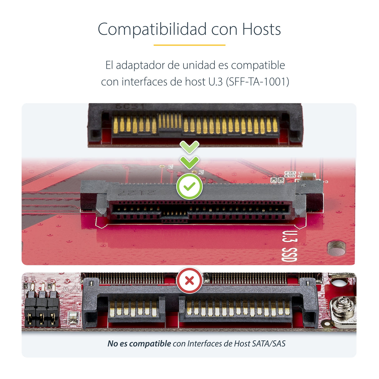 StarTech.com Adaptador M.2 a U.3 para SSDs M.2 NVMe - Conversor Adaptador de Host de Unidad M.2 PCIe a U.3 de 2,5 (SFF-T