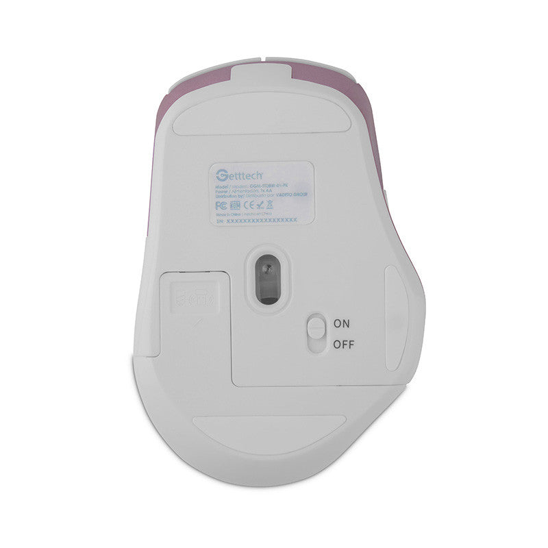 Getttech GGM-STDBW-01-PK ratón Oficina Diestro RF inalámbrico + bluetooth 7200 DPI, Rosa, Blanco