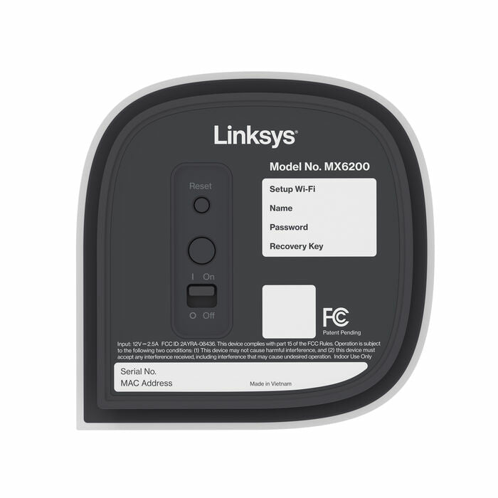 Linksys MX6202 sistemas wi-fi mesh (wi-fi en malla) Enrutador de malla Blanco Interno Si