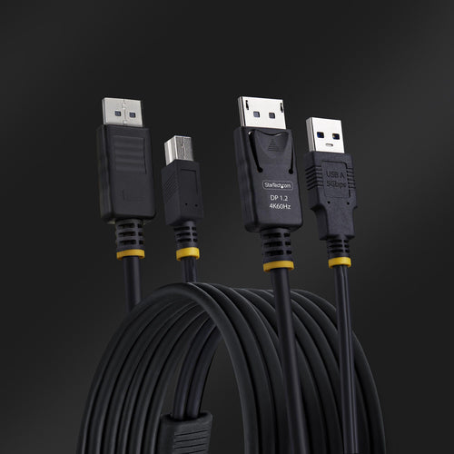 StarTech.com Cable KVM DisplayPort y USB 3.0 5Gbps de 1,8m - 4K 60Hz - Cable Combo DP 1.2 y USB para Switch Conmutador K