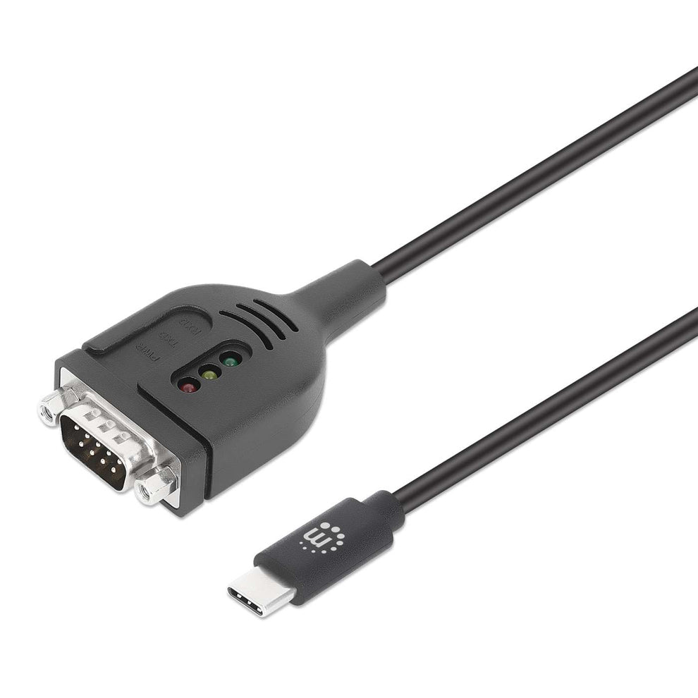 Manhattan 154499 - Manhattan Convertidor USB-C a serie (RS232/COM/DB9), 1 m, macho a macho, chip Prolific PL2303GT, negro, 3 años de garantía