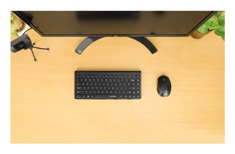 TECLADO MANHATTAN MODELO CHOCOLATE INALAMBRICO 2.4G COLOR NEGRO